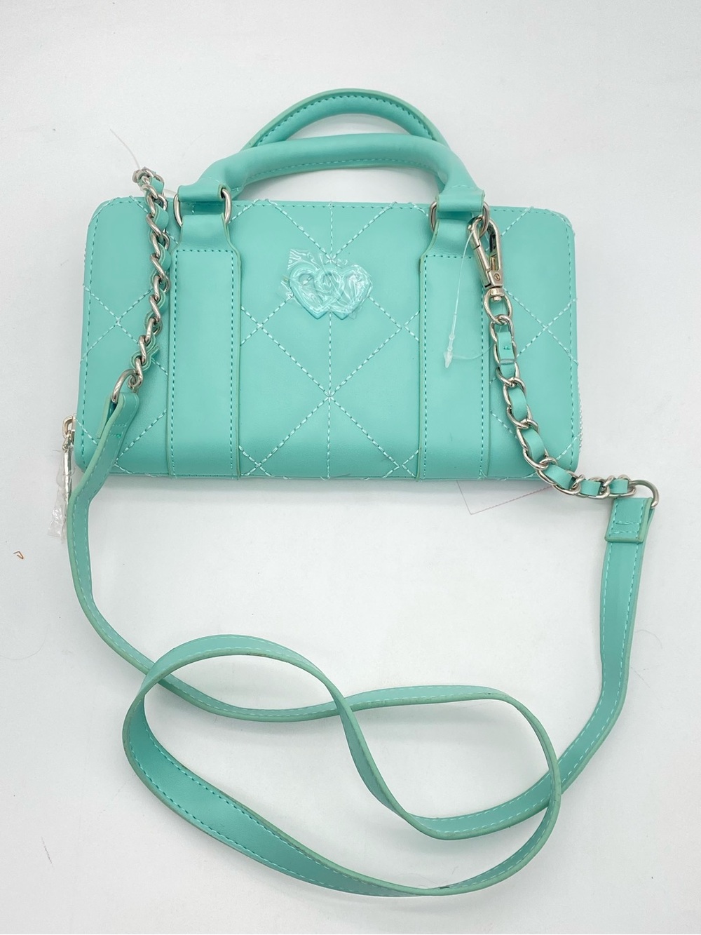 Betsey Johnson Mint Xolayla Quilted Chain Wallet & Crossbody Bag